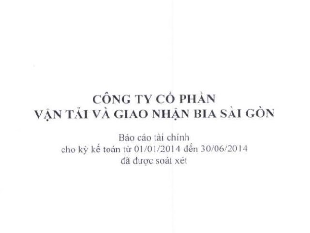 Báo cáo tài chính 6 tháng đầu năm 2014 (đã soát xét)