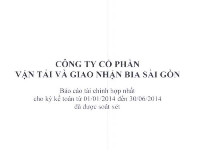 Báo cáo tài chính hợp nhất 6 tháng đầu năm 2014 (đã soát xét)