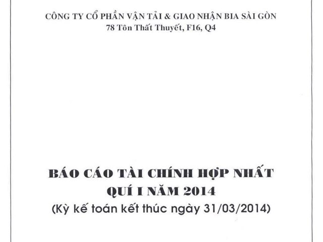 Báo cáo tài chính hợp nhất quí I năm 2014