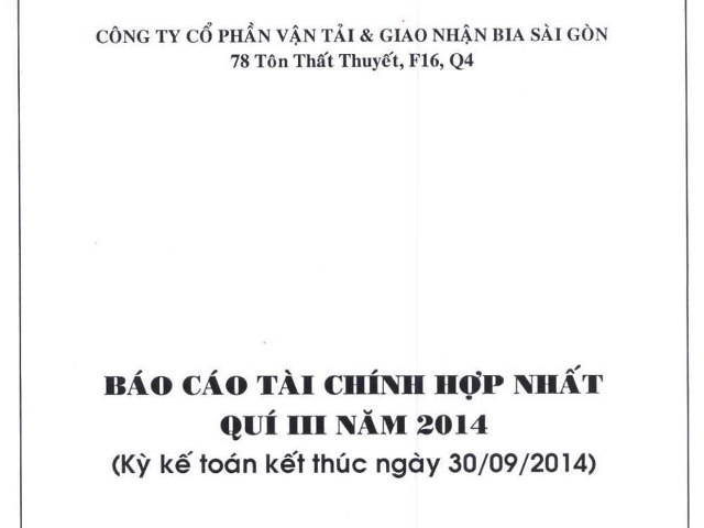 Báo cáo tài chính hợp nhất quí III năm 2014