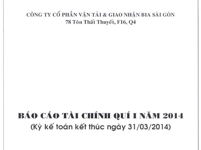 Báo cáo tài chính quí I năm 2014