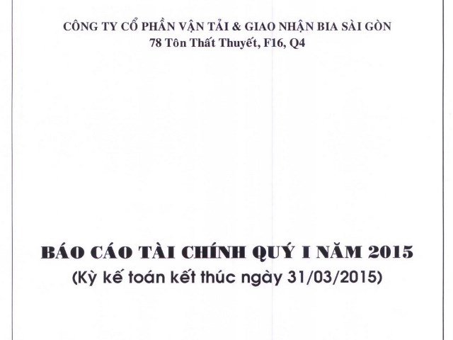 Báo cáo tài chính quí I năm 2015