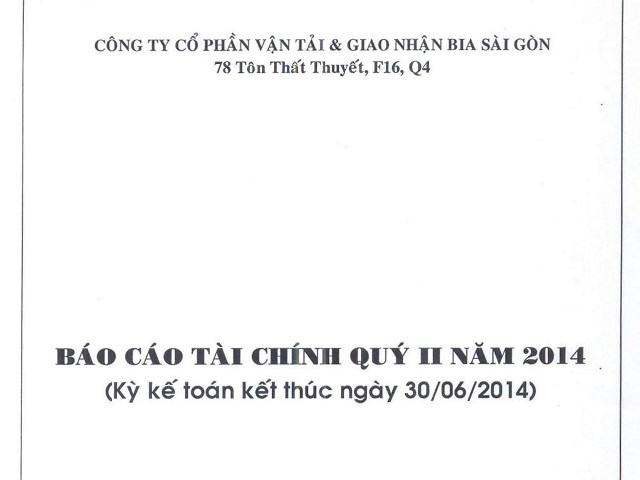 Báo cáo tài chính quí II năm 2014