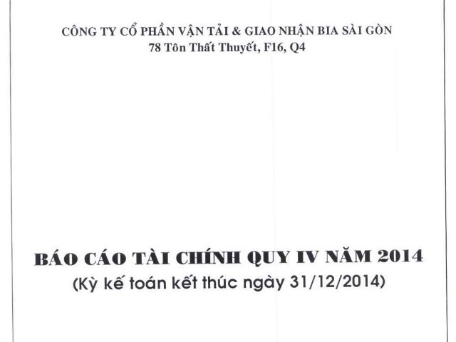 Báo cáo tài chính quí IV năm 2014
