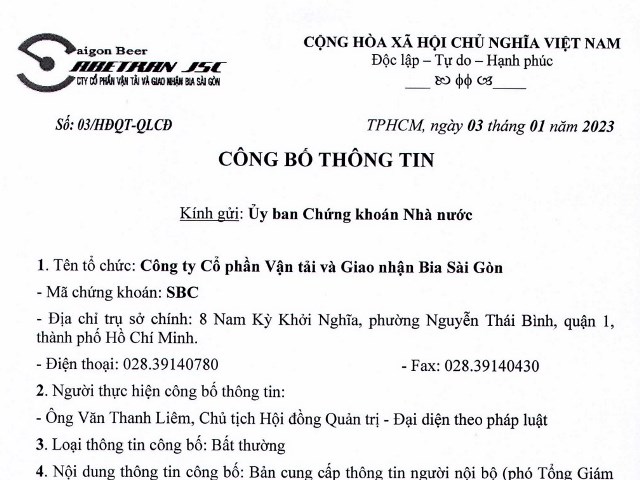 Công bố thông tin người nội bộ ông Lê Hoàng Nam