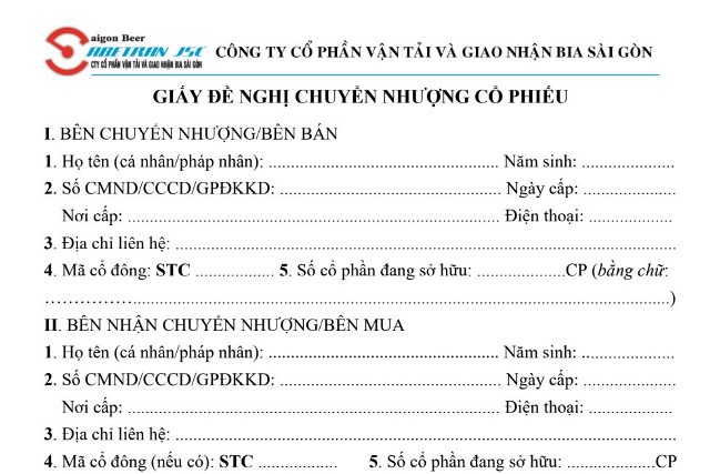 Giấy đề nghị chuyển nhượng cổ phiếu